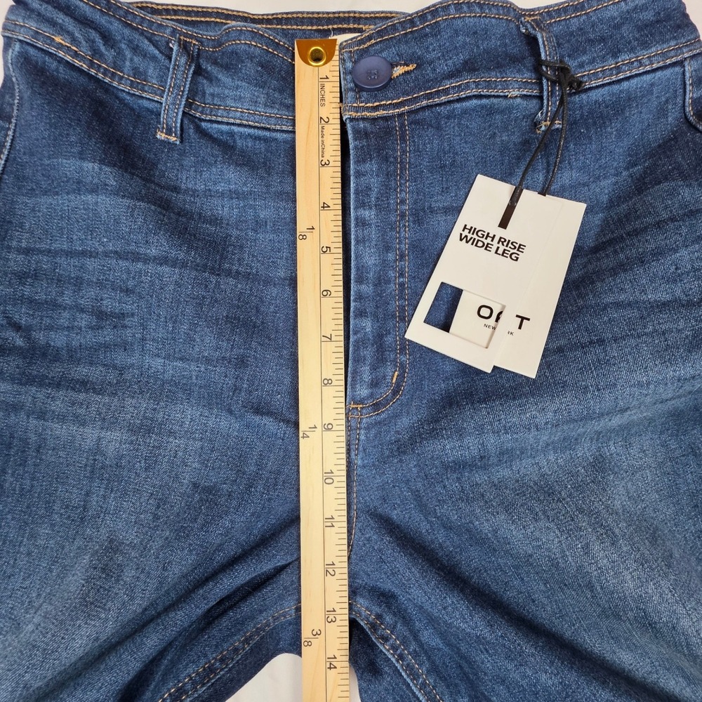 OAT New York High Rise Wide Leg Jeans Dark Wash Raw Hem Size 12/31 F0004-CATJ - Picture 4 of 12